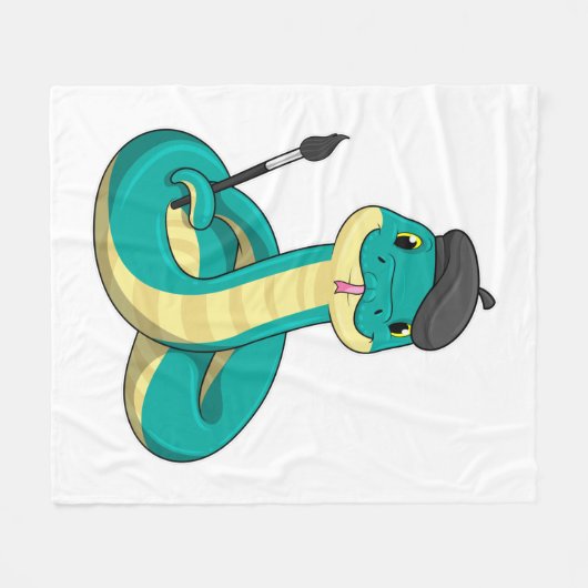 Schlange als Maler mit Pinsel Fleecedecke (Vorderseite (Horizontal))