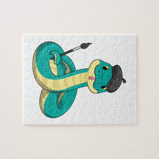 Schlange als Maler mit Pinsel Puzzle (Horizontal)