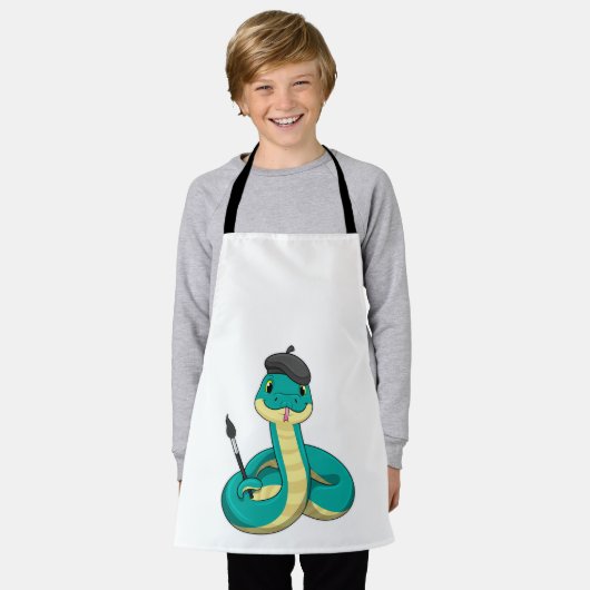 Schlange als Maler mit Pinsel Schürze (Getragen)