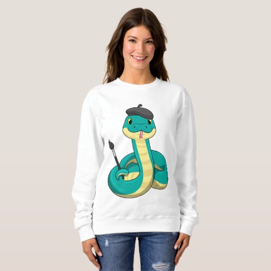 Schlange als Maler mit Pinsel Sweatshirt (Vorne ganz)
