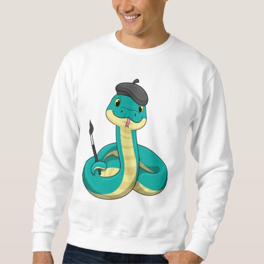 Schlange als Maler mit Pinsel Sweatshirt (Vorderseite)