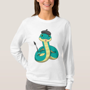 Schlange als Maler mit Pinsel T-Shirt