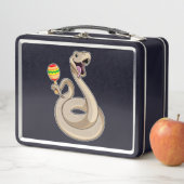 Schlange als Musiker mit Maracas Metall Brotdose (Beispiel)