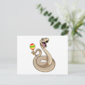 Schlange als Musiker mit Maracas Postkarte (Stehend Vorderseite)