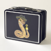 Schlange als Pirate mit Hakenhand und Augenpflaste Metall Brotdose (Rückseite)