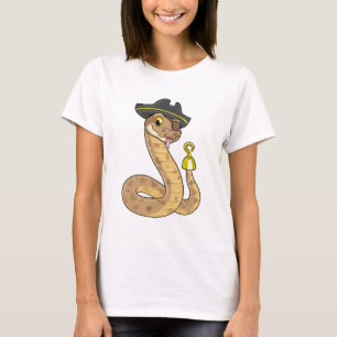 Schlange als Pirate mit Hakenhand und Augenpflaste T-Shirt