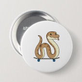 Schlange als Skater mit Skateboard Button (Vorne & Hinten)