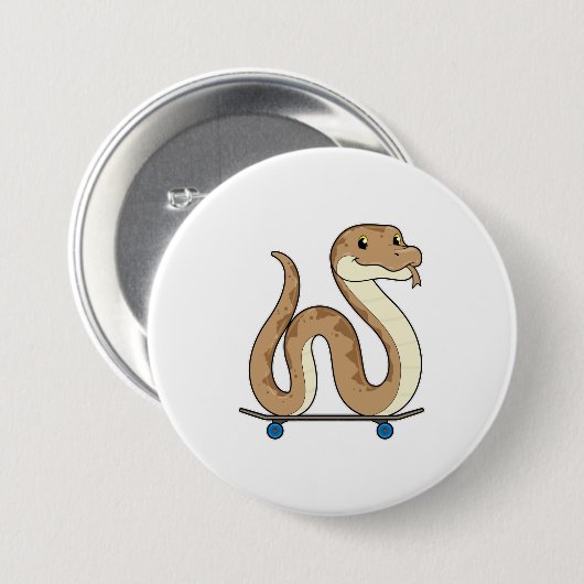 Schlange als Skater mit Skateboard Button (Vorne & Hinten)