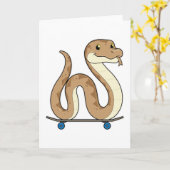 Schlange als Skater mit Skateboard Karte (Gelbe Blume)