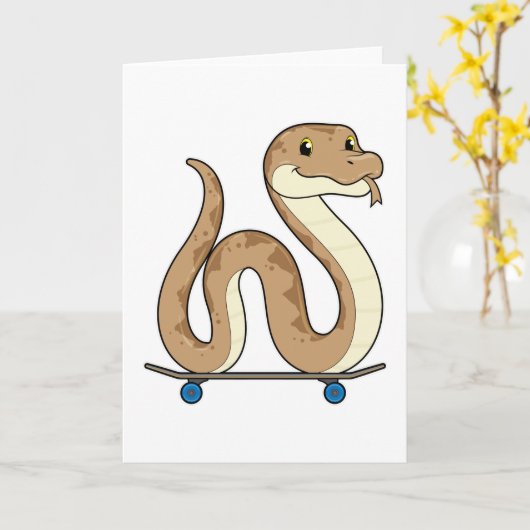 Schlange als Skater mit Skateboard Karte (Gelbe Blume)
