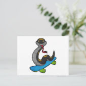 Schlange als Skater mit Skateboard Postkarte (Stehend Vorderseite)