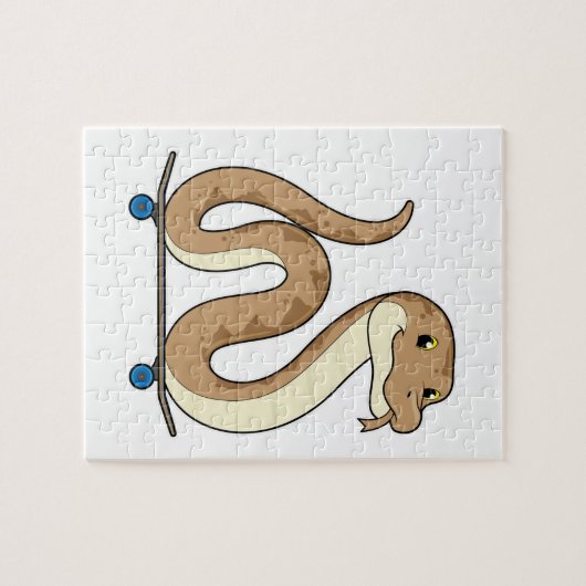 Schlange als Skater mit Skateboard Puzzle (Horizontal)