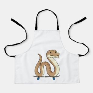 Schlange als Skater mit Skateboard Schürze