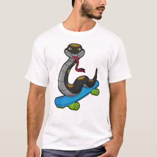 Schlange als Skater mit Skateboard T-Shirt