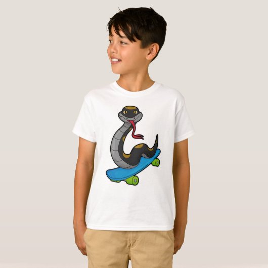 Schlange als Skater mit Skateboard T-Shirt (Vorne ganz)
