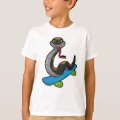 Schlange als Skater mit Skateboard T-Shirt (Vorderseite)