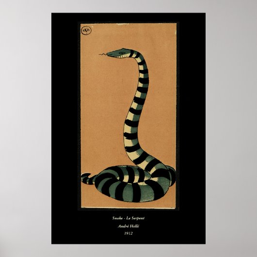 Schlange - Antike, farbenfrohe BuchIllustration Poster (Vorne)