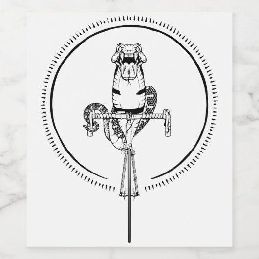 Schlange auf dem Fahrrad Weinetikett (Einzelnes Label)