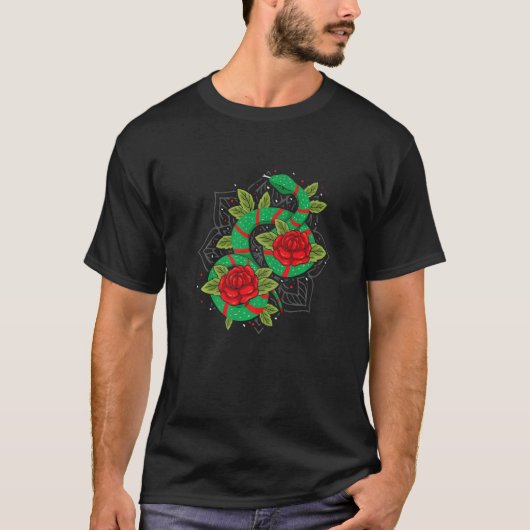Schlange auf einer Rote Rose Gifttierschlange T-Shirt (Vorderseite)