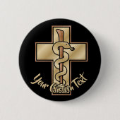 Schlange auf Kreuz Button (Vorderseite)