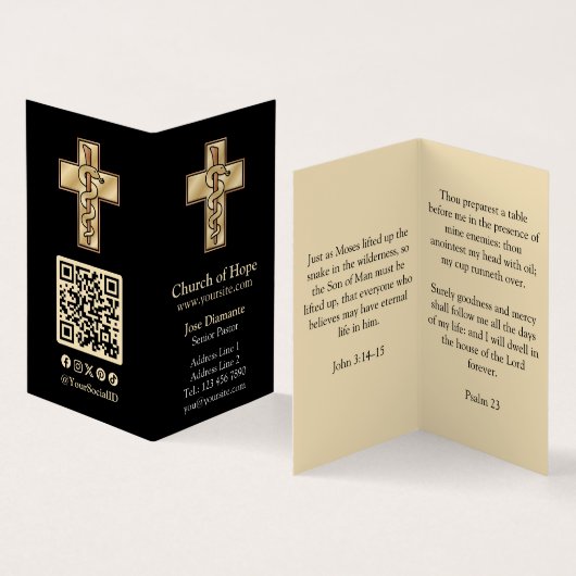 Schlange auf Kreuz Visitenkarten (Innenseite und Außenseite)