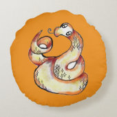 Schlange auf Orange Rundes Kissen (Rückseite)