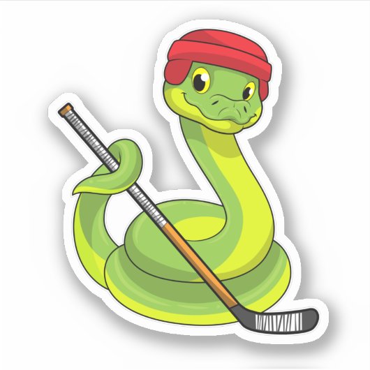 Schlange beim Eishockey mit Eishockeystick Aufkleber (Vorderseite)