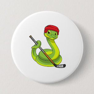 Schlange beim Eishockey mit Eishockeystick Button