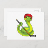 Schlange beim Eishockey mit Eishockeystick Postkarte (Vorne/Hinten)