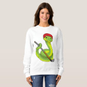 Schlange beim Eishockey mit Eishockeystick Sweatshirt (Vorne ganz)