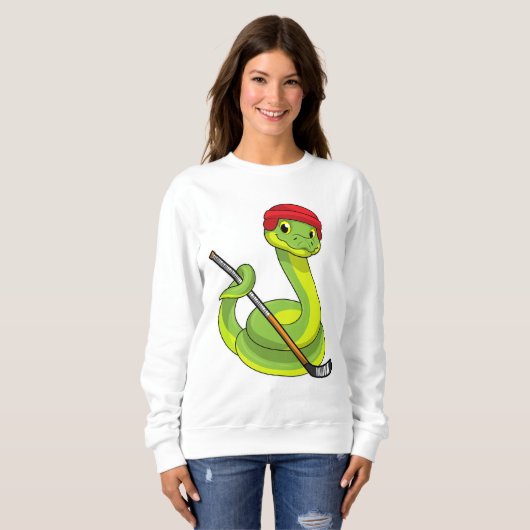Schlange beim Eishockey mit Eishockeystick Sweatshirt (Vorne ganz)