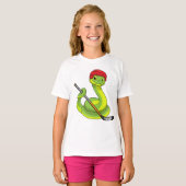 Schlange beim Eishockey mit Eishockeystick T-Shirt (Vorne ganz)
