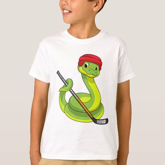 Schlange beim Eishockey mit Eishockeystick T-Shirt (Vorderseite)