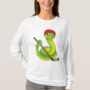Schlange beim Eishockey mit Eishockeystick T-Shirt
