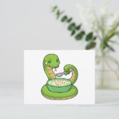 Schlange beim Essen mit Muesli Postkarte (Stehend Vorderseite)