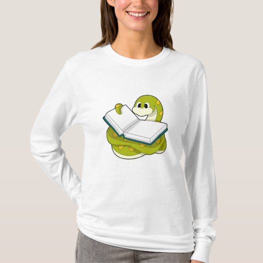 Schlange beim Lesen mit Buch T-Shirt (Vorderseite)