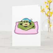 Schlange beim Schlafen mit Nachtkappe Karte (Gelbe Blume)