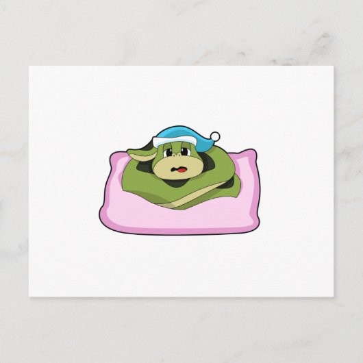 Schlange beim Schlafen mit Nachtkappe Postkarte (Vorderseite)