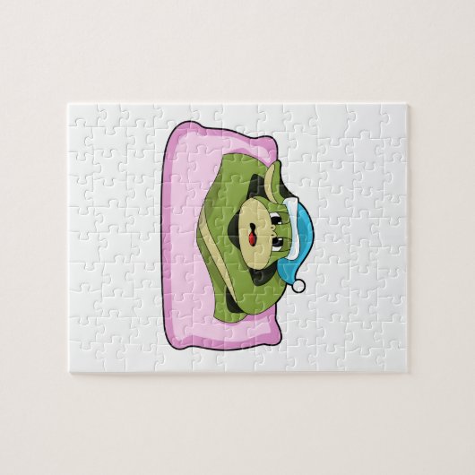 Schlange beim Schlafen mit Nachtkappe Puzzle (Horizontal)