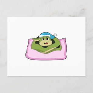 Schlange beim Schlafen mit Nachtmütze Postkarte