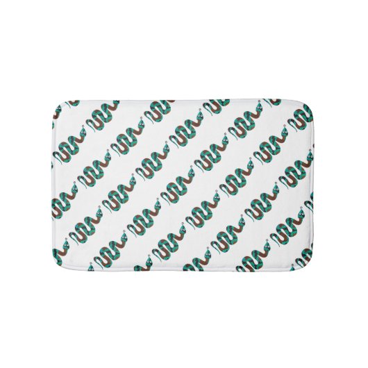 Schlange Braun und Aquamarine Silhouette Badematte (Vorderseite)