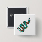 Schlange Braun und Aquamarine Silhouette Button (Vorne & Hinten)