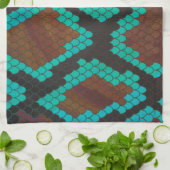 Schlange Brown und Aquamarine Printwerbung Küchentuch (Gefaltet)