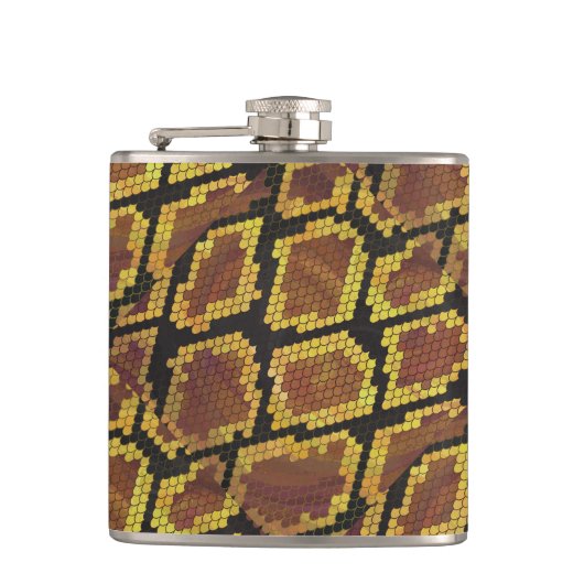 Schlange Brown und Gold Print Flachmann (Vorderseite)