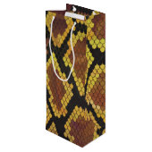 Schlange Brown und Gold Print Geschenktüte Für Weinflaschen (Rückseite Schrägansicht)