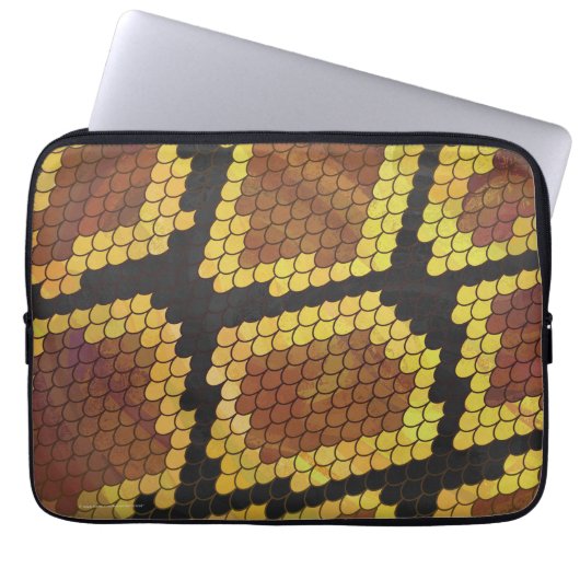Schlange Brown und Gold Print Laptopschutzhülle (Vorderseite)