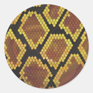 Schlange Brown und Gold Print Runder Aufkleber