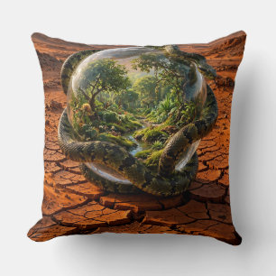 Schlange & die Sphäre von Eden Surrealer Traumland Kissen