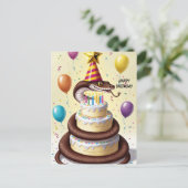 Schlange Einengen Kuchen Geburtstag Postkarte (Stehend Vorderseite)