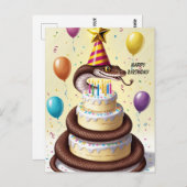 Schlange Einengen Kuchen Geburtstag Postkarte (Vorne/Hinten)